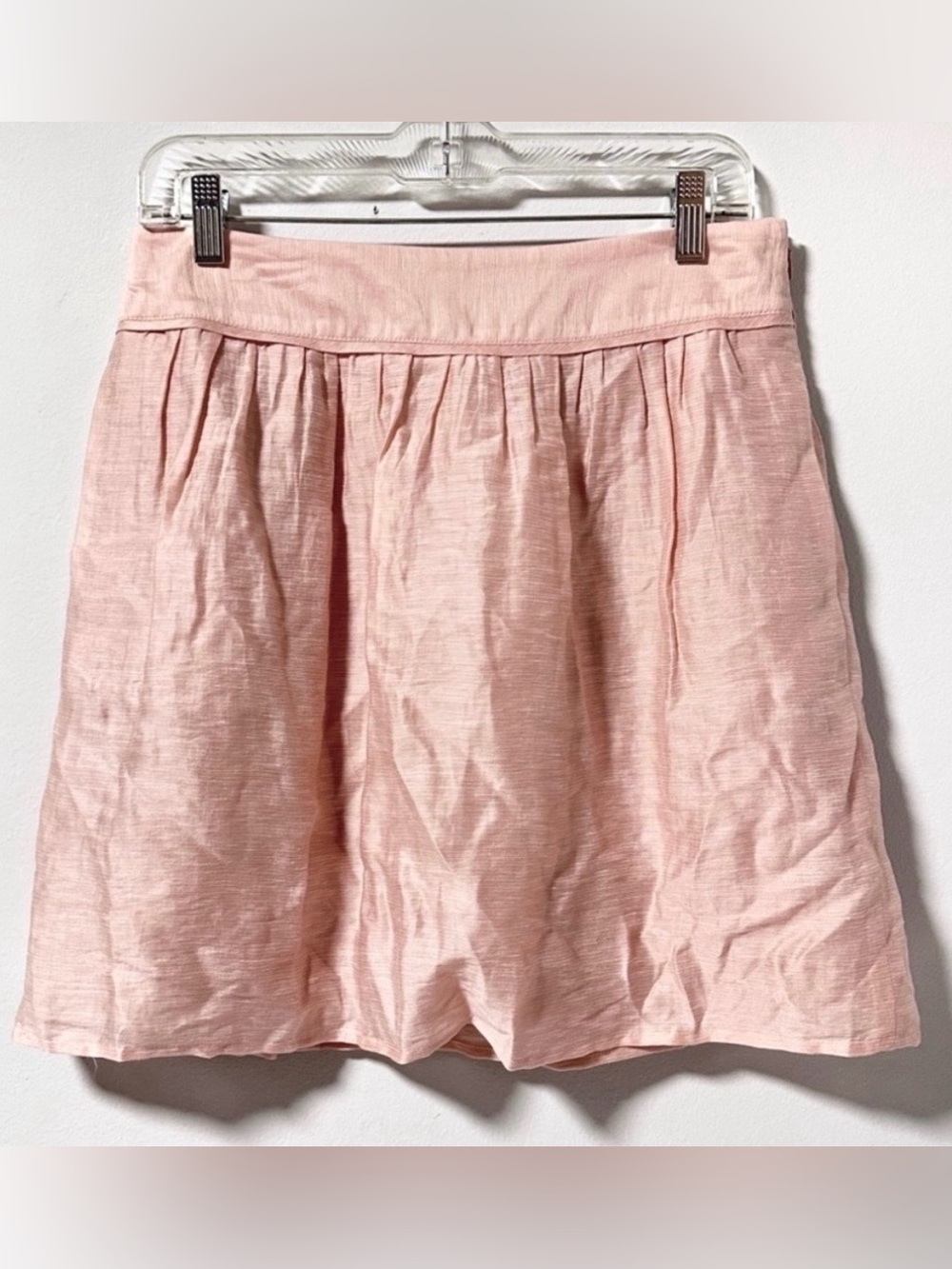 NWT Loft Pink Linen Blend Mini Skirt Pockets Women’s Size 4 Romantic Balletcore